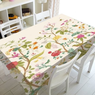Minkšta žalia vintažinių paukščių ir gėlių žiedų sodo staltiesė vakarėliui namų dekoravimui Kinijos gėlių šakelių staltiesė televizoriaus dangtelis
