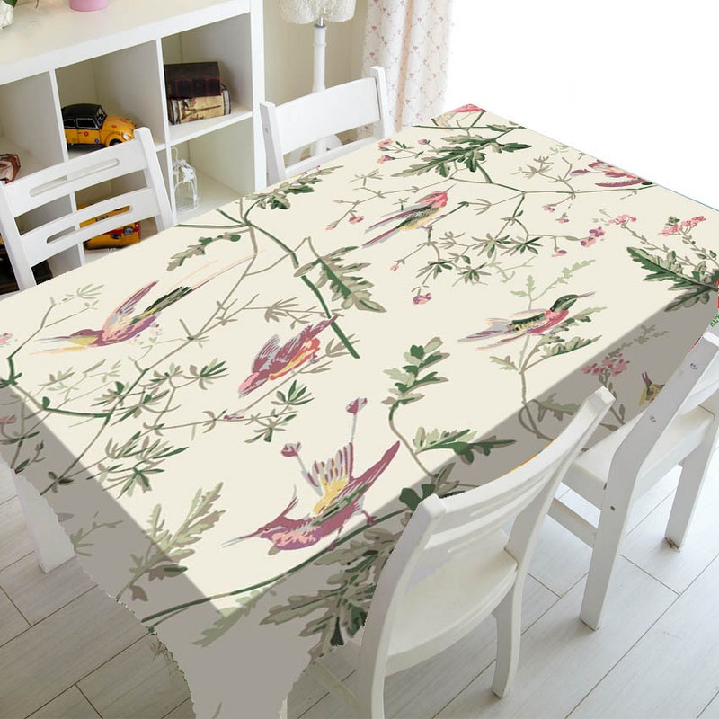 Minkšta žalia vintažinių paukščių ir gėlių žiedų sodo staltiesė vakarėliui namų dekoravimui Kinijos gėlių šakelių staltiesė televizoriaus dangtelis