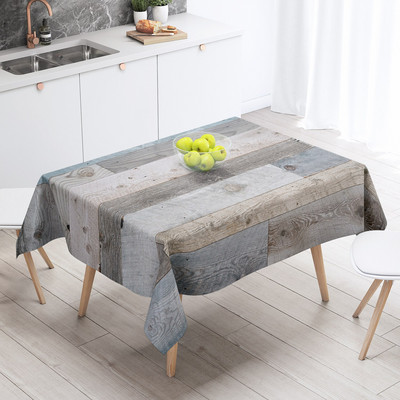 Vintažinio medžio grūdų 3D rašto staltiesė, stora plaunama poliesterio dulkėms atspari stačiakampė staltiesė