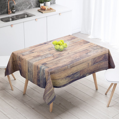 Vintažinio medžio grūdų 3D rašto staltiesė, stora plaunama poliesterio dulkėms atspari stačiakampė staltiesė