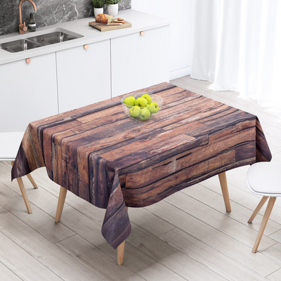 Vintažinio medžio grūdų 3D rašto staltiesė, stora plaunama poliesterio dulkėms atspari stačiakampė staltiesė