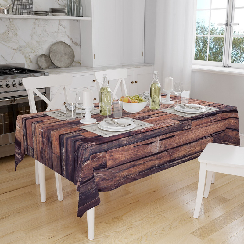 Vintažinio medžio grūdų 3D rašto staltiesė, stora plaunama poliesterio dulkėms atspari stačiakampė staltiesė