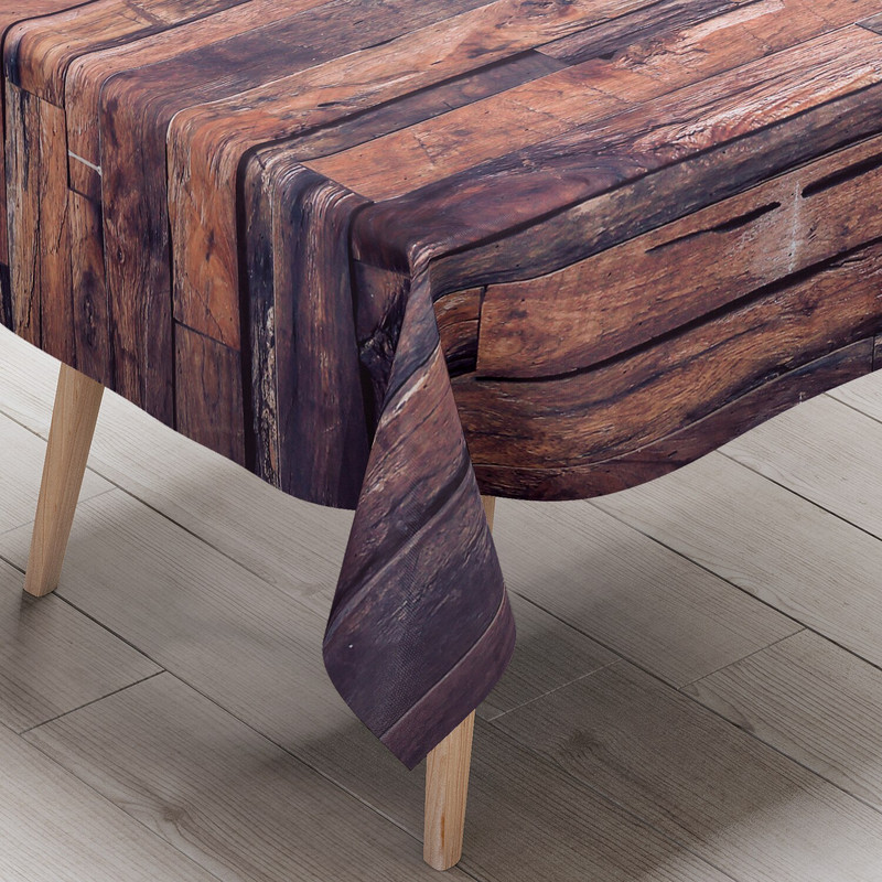 Vintažinio medžio grūdų 3D rašto staltiesė, stora plaunama poliesterio dulkėms atspari stačiakampė staltiesė