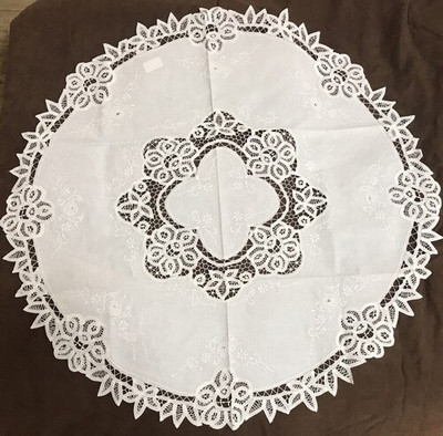 Junwell 100% pamut kézzel készített horgolt csipke terítő Shabby Cozy Vintage szabású terítő asztalterítő