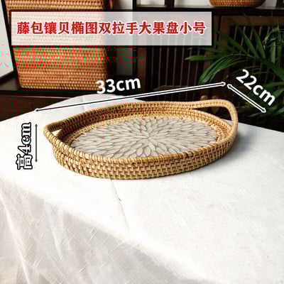 Luxus kreatív ovális rattan tálcák Fonott kenyérkosár Kézzel szőtt asztali étel Gyümölcs Zöldség Étterem tálaló kosár