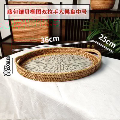 Luxus kreatív ovális rattan tálcák Fonott kenyérkosár Kézzel szőtt asztali étel Gyümölcs Zöldség Étterem tálaló kosár