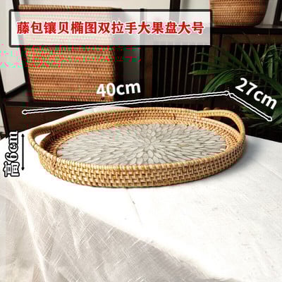 Luxus kreatív ovális rattan tálcák Fonott kenyérkosár Kézzel szőtt asztali étel Gyümölcs Zöldség Étterem tálaló kosár
