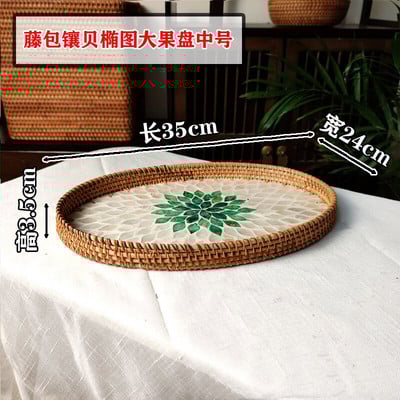 Luxus kreatív ovális rattan tálcák Fonott kenyérkosár Kézzel szőtt asztali étel Gyümölcs Zöldség Étterem tálaló kosár