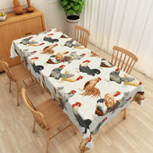 Vintage ilustracija pijetla Uljena slika Stolnjak Pravokutnik Vodootporan Navlaka za kuhinjski stol Stolnjak za piknik Periv