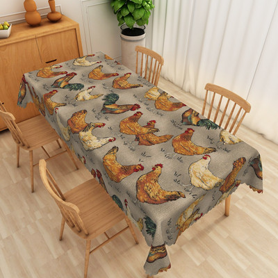 Vintage ilustracija pijetla Uljena slika Stolnjak Pravokutnik Vodootporan Navlaka za kuhinjski stol Stolnjak za piknik Periv