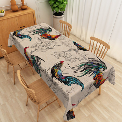 Vintage ilustracija pijetla Uljena slika Stolnjak Pravokutnik Vodootporan Navlaka za kuhinjski stol Stolnjak za piknik Periv