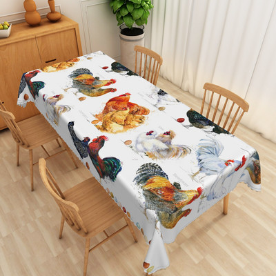 Vintage ilustracija pijetla Uljena slika Stolnjak Pravokutnik Vodootporan Navlaka za kuhinjski stol Stolnjak za piknik Periv