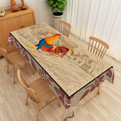 Vintage ilustracija pijetla Uljena slika Stolnjak Pravokutnik Vodootporan Navlaka za kuhinjski stol Stolnjak za piknik Periv