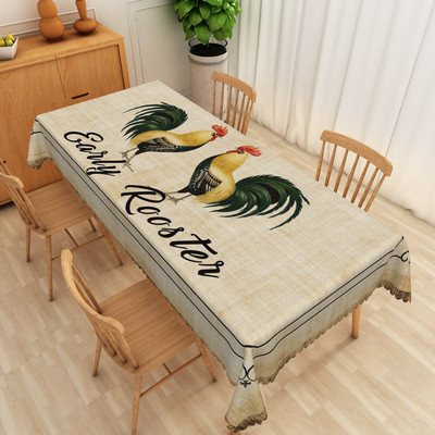 Vintage ilustracija pijetla Uljena slika Stolnjak Pravokutnik Vodootporan Navlaka za kuhinjski stol Stolnjak za piknik Periv