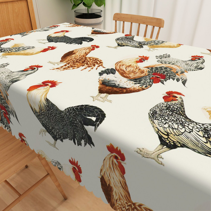 Vintage ilustracija pijetla Uljena slika Stolnjak Pravokutnik Vodootporan Navlaka za kuhinjski stol Stolnjak za piknik Periv