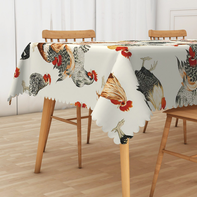 Vintage ilustracija pijetla Uljena slika Stolnjak Pravokutnik Vodootporan Navlaka za kuhinjski stol Stolnjak za piknik Periv