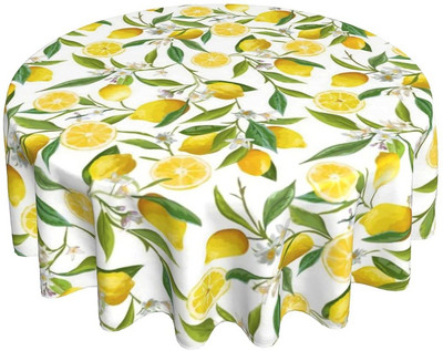 Sidrunipuu oksad Lilled Lehed Ümmargune laudlina 60-tolline lauakate Kortsudevastane Veekindel pühitav laudlina Kodukaunistus