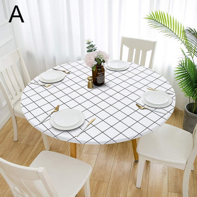 60-140cm 31 de culori cu imprimeu clasic cu margine elastică pentru masă rotundă pentru birou, pânză din poliester, bar, nuntă, banchet, decor pentru petreceri