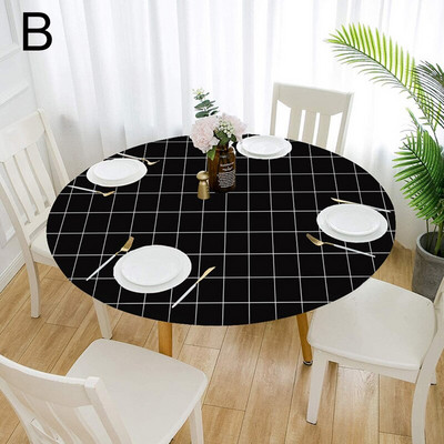 60-140cm 31 de culori cu imprimeu clasic cu margine elastică pentru masă rotundă pentru birou, pânză din poliester, bar, nuntă, banchet, decor pentru petreceri