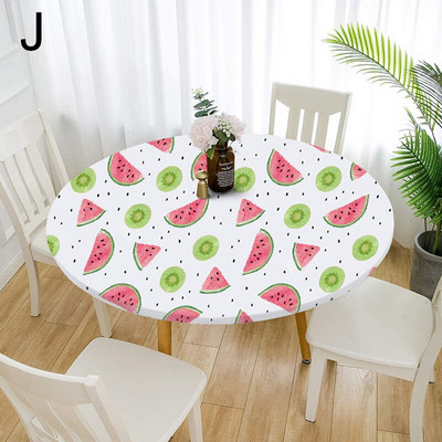 60-140cm 31 de culori cu imprimeu clasic cu margine elastică pentru masă rotundă pentru birou, pânză din poliester, bar, nuntă, banchet, decor pentru petreceri