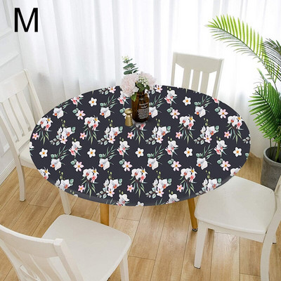 60-140cm 31 de culori cu imprimeu clasic cu margine elastică pentru masă rotundă pentru birou, pânză din poliester, bar, nuntă, banchet, decor pentru petreceri