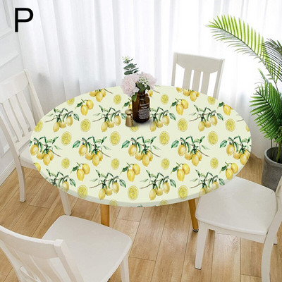 60-140cm 31 de culori cu imprimeu clasic cu margine elastică pentru masă rotundă pentru birou, pânză din poliester, bar, nuntă, banchet, decor pentru petreceri