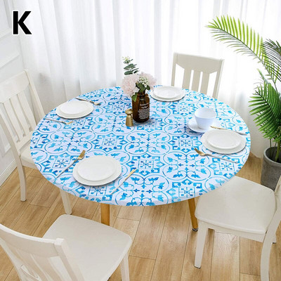 60-140cm 31 de culori cu imprimeu clasic cu margine elastică pentru masă rotundă pentru birou, pânză din poliester, bar, nuntă, banchet, decor pentru petreceri