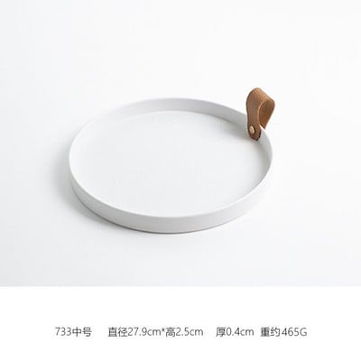 2022 Skandinaviška namų odinė rankena apvali iškylos padėklas vandens puodelių laikymo padėklas svetainės stalinis laikymo padėklas dekoravimo priedai