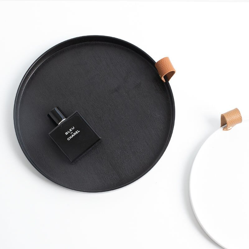 2022 Skandinaviška namų odinė rankena apvali iškylos padėklas vandens puodelių laikymo padėklas svetainės stalinis laikymo padėklas dekoravimo priedai