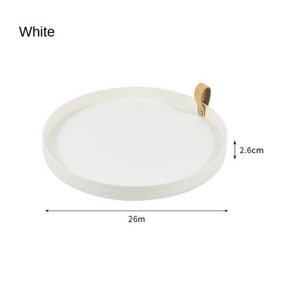 Stalinio kompiuterio laikymo dėklas Šiaurės šalių plastikiniai apvalūs papuošalų padėklai Svetainės virtuvės stalas Valgių užkandžiams padėklo lėkštė su rankena namų dekoras