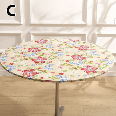 Elastinė vandeniui atspari apvali staltiesė Spausdinti stalo viršelis Madingas Valgomojo stalo dekoras Namų virtuvė Aliejinė staltiesė