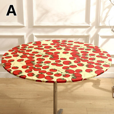 Elastinė vandeniui atspari apvali staltiesė Spausdinti stalo viršelis Madingas Valgomojo stalo dekoras Namų virtuvė Aliejinė staltiesė