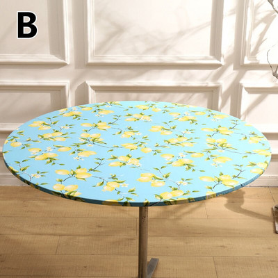 Elastinė vandeniui atspari apvali staltiesė Spausdinti stalo viršelis Madingas Valgomojo stalo dekoras Namų virtuvė Aliejinė staltiesė
