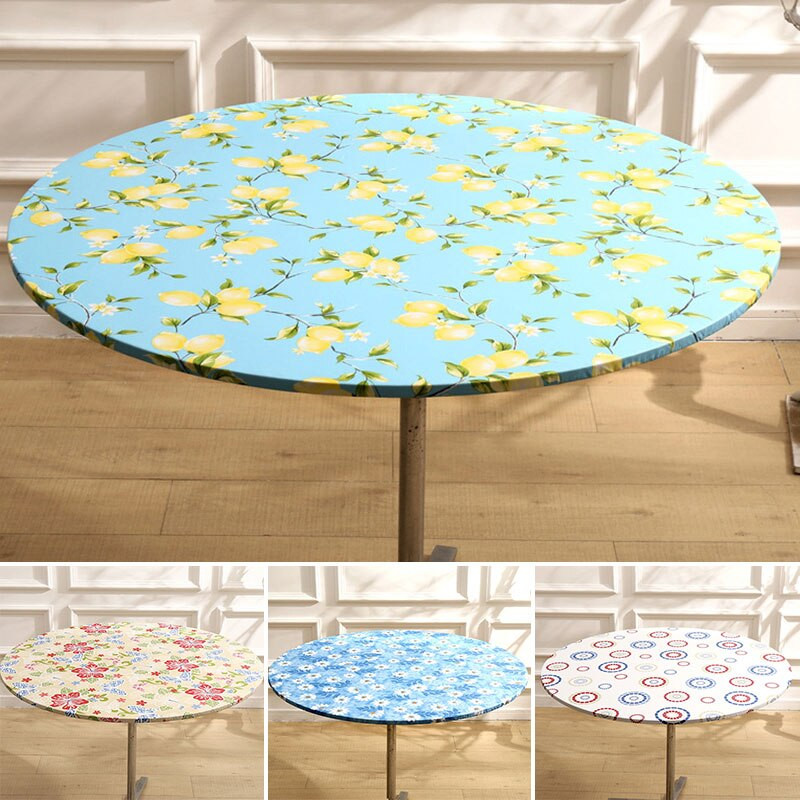 Elastinė vandeniui atspari apvali staltiesė Spausdinti stalo viršelis Madingas Valgomojo stalo dekoras Namų virtuvė Aliejinė staltiesė