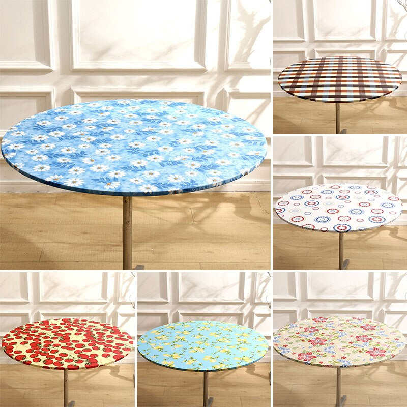 Elastinė vandeniui atspari apvali staltiesė Spausdinti stalo viršelis Madingas Valgomojo stalo dekoras Namų virtuvė Aliejinė staltiesė