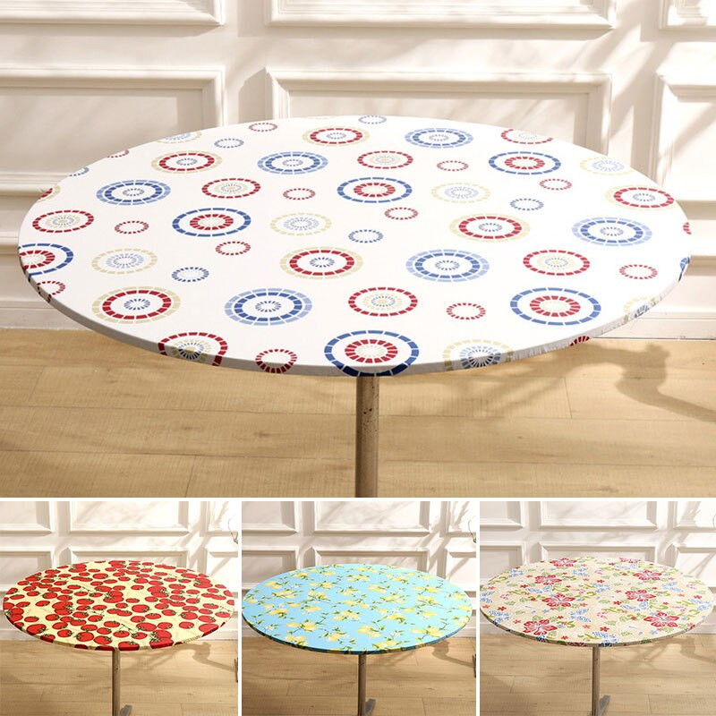 Elastinė vandeniui atspari apvali staltiesė Spausdinti stalo viršelis Madingas Valgomojo stalo dekoras Namų virtuvė Aliejinė staltiesė
