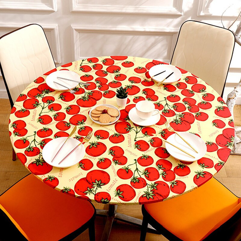 Elastinė vandeniui atspari apvali staltiesė Spausdinti stalo viršelis Madingas Valgomojo stalo dekoras Namų virtuvė Aliejinė staltiesė