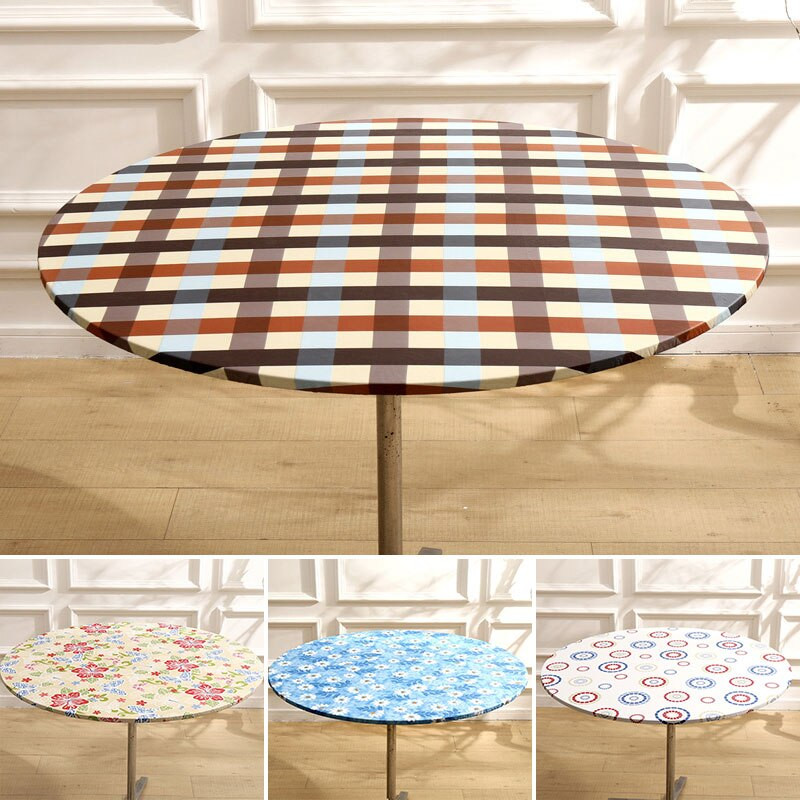 Elastinė vandeniui atspari apvali staltiesė Spausdinti stalo viršelis Madingas Valgomojo stalo dekoras Namų virtuvė Aliejinė staltiesė