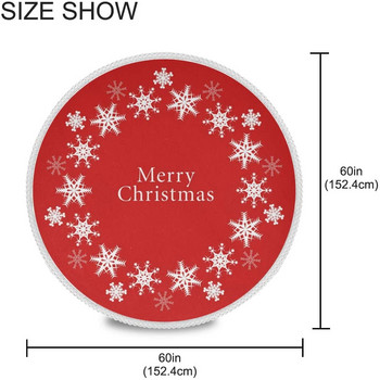 Червена коледна снежинка Кръгли покривки Кръгла покривка за маса Миещ се полиестер за партита на шведска маса Пикник Вечеря 60 инча