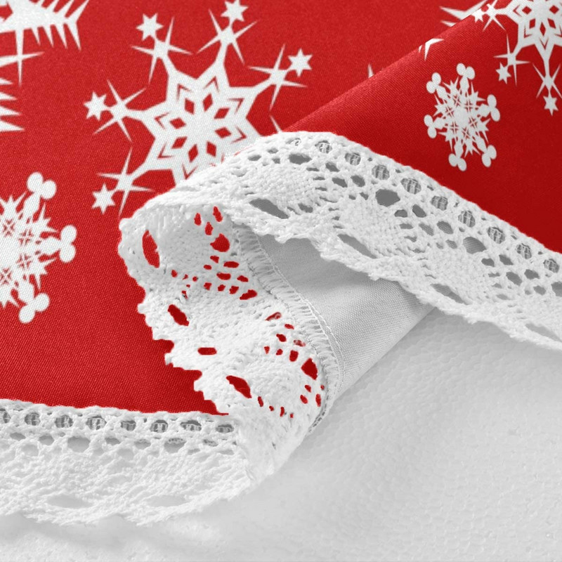 Crvena božićna pahuljica Okrugli stolnjaci Okrugli stolnjak Perivi poliester za zabave na švedskom stolu Piknik večera 60 inča