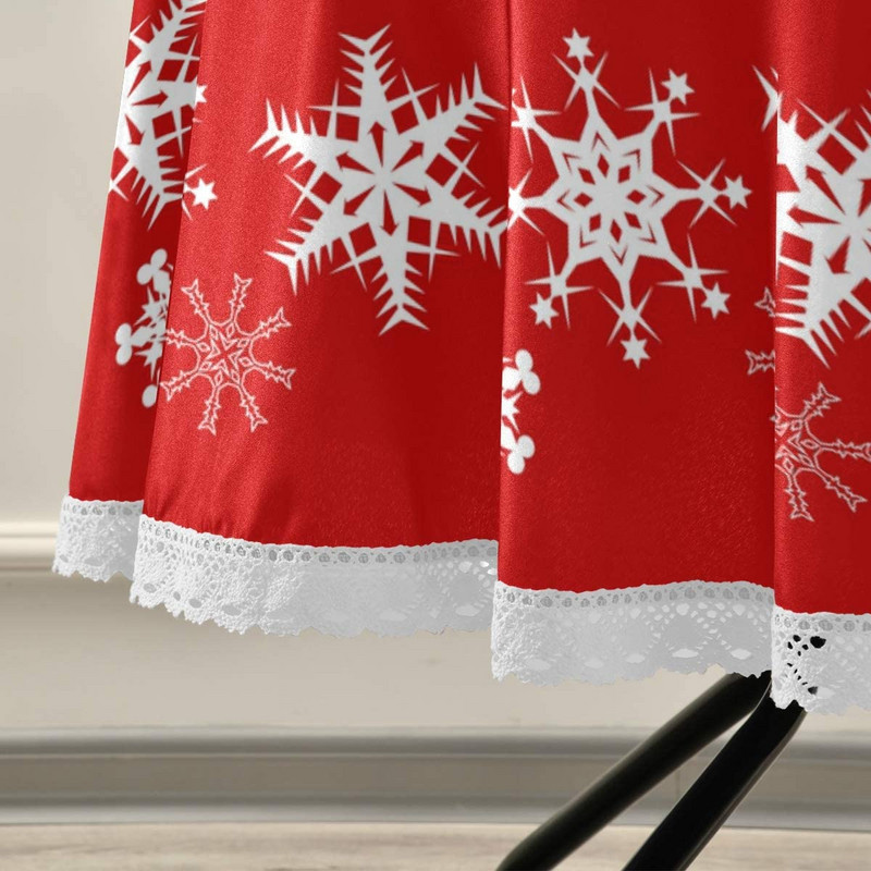 Crvena božićna pahuljica Okrugli stolnjaci Okrugli stolnjak Perivi poliester za zabave na švedskom stolu Piknik večera 60 inča