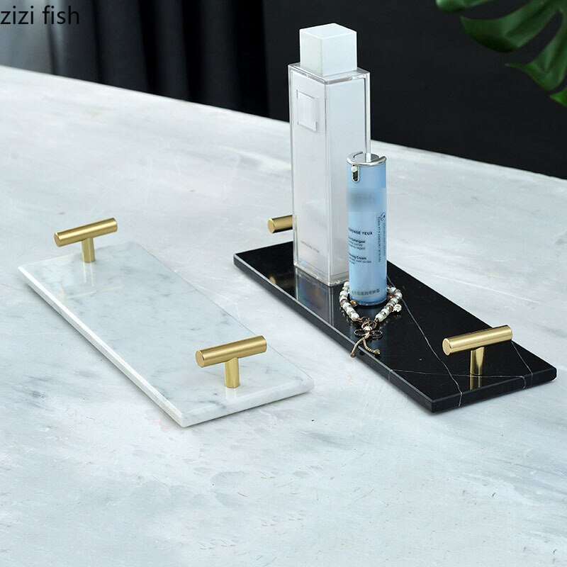 Posude od prirodnog mramora Ukrasne zlatne ručke Kupaonska polica Toaletni stolić Kozmetika Organizator nakita Pladanj Dekoracija doma