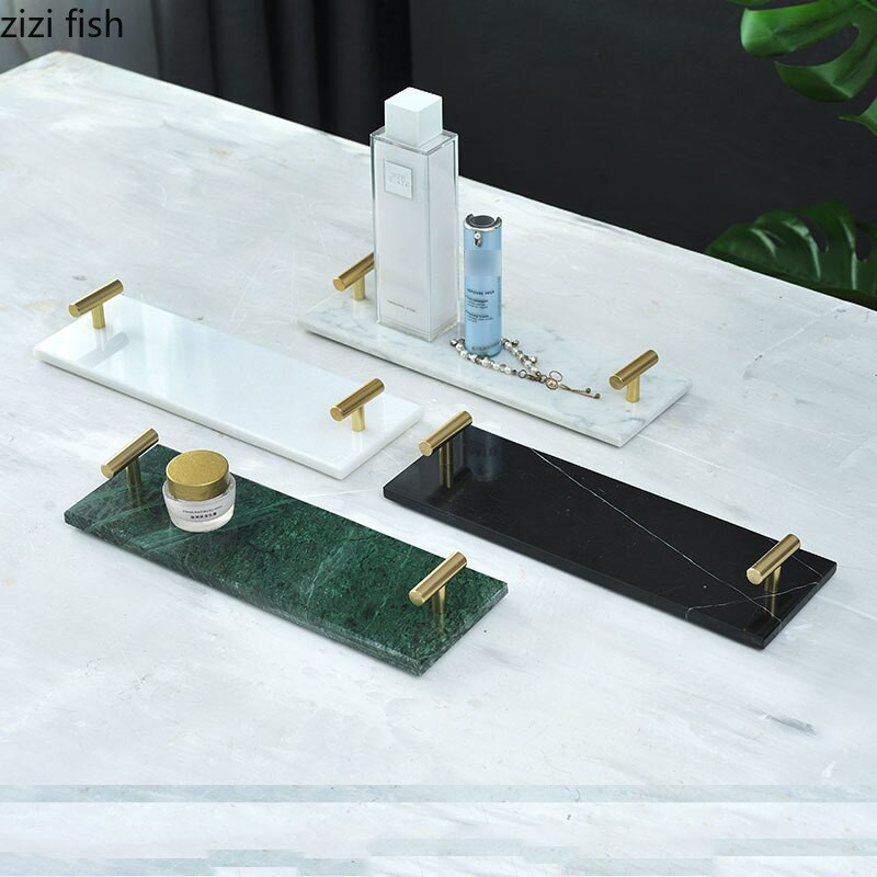 Posude od prirodnog mramora Ukrasne zlatne ručke Kupaonska polica Toaletni stolić Kozmetika Organizator nakita Pladanj Dekoracija doma