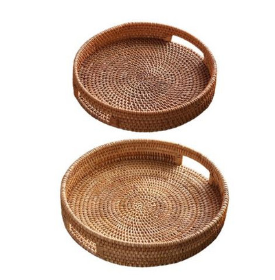 Rattan buitinis stalinis arbatos padėklas vaisių duonos krepšelis nešiojamas vaisių dubuo viešbučio padėklas rankšluosčių krepšelis specialios