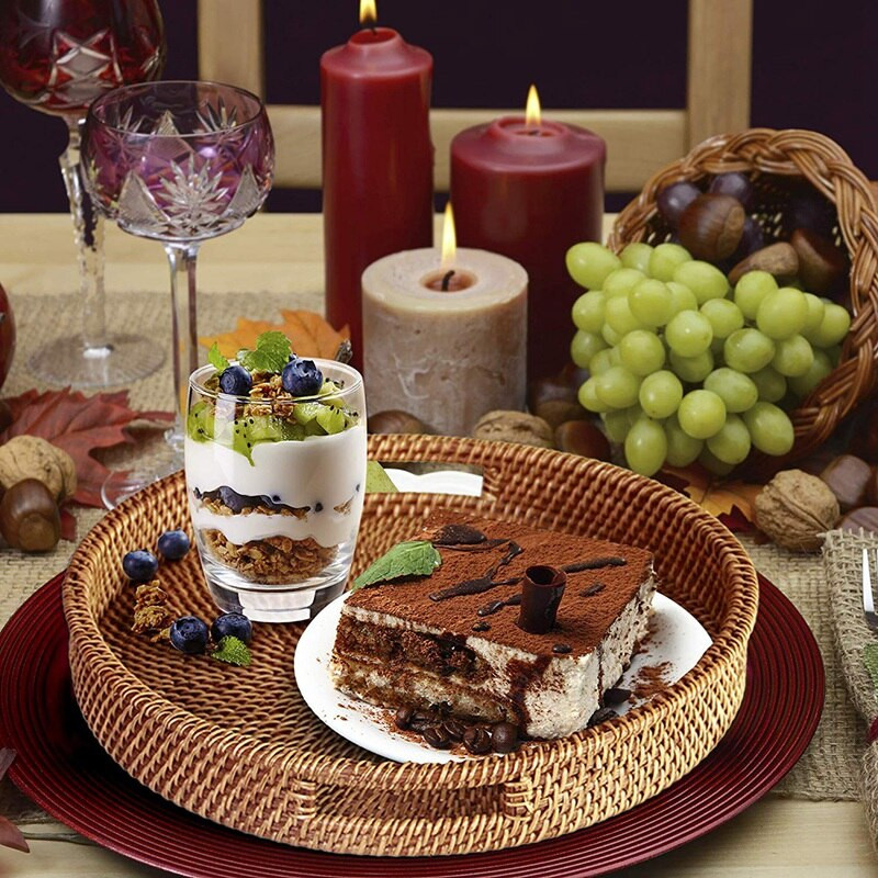 Rattan buitinis stalinis arbatos padėklas vaisių duonos krepšelis nešiojamas vaisių dubuo viešbučio padėklas rankšluosčių krepšelis specialios