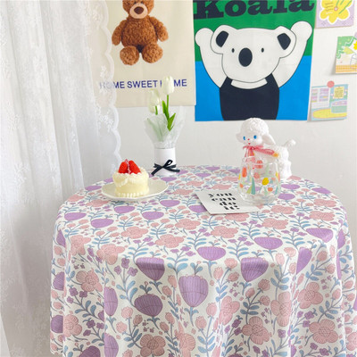 Față de masă florală retro Flanelet Home Față de masă de cafea pentru pernă rotundă de masă pătrată dormitor față de masă