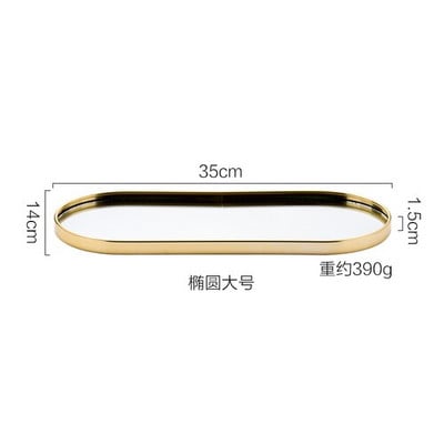 Stil nordic, lumina de lux, oglindă de aur, tavă de suprafață, tavă de bijuterii pentru casă, tavă de depozitare, tavă de depozitare, ornamente pentru decorarea camerei de zi