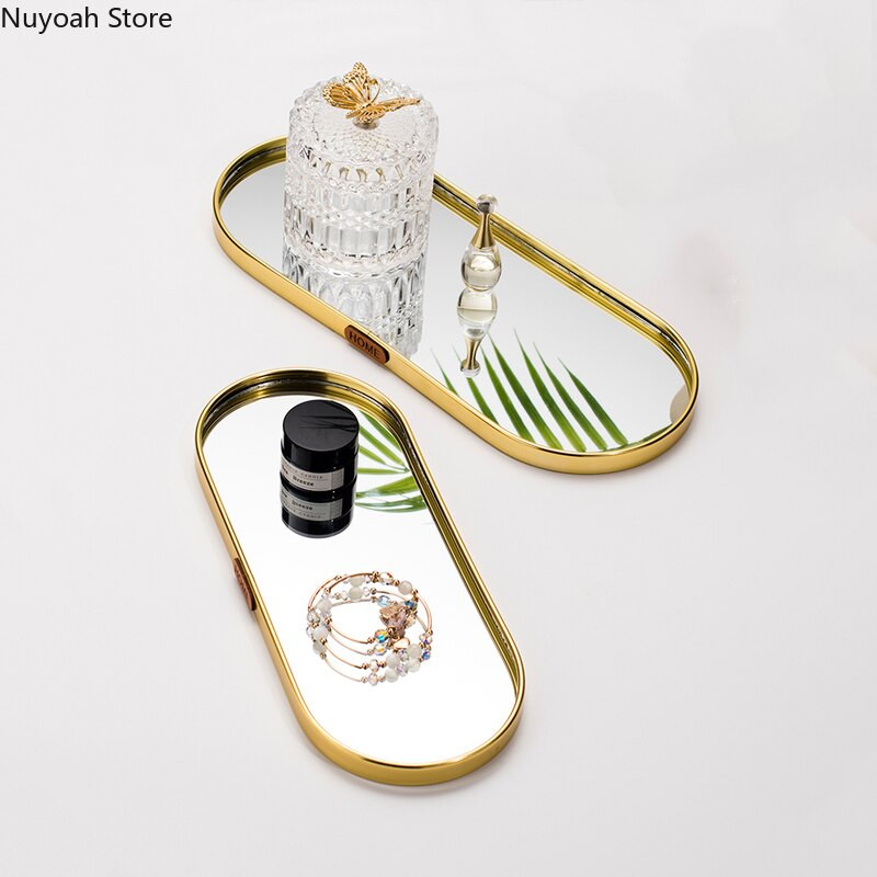 Stil nordic, lumina de lux, oglindă de aur, tavă de suprafață, tavă de bijuterii pentru casă, tavă de depozitare, tavă de depozitare, ornamente pentru decorarea camerei de zi