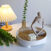 Šiuolaikiniai dekoratyviniai padėklai Namų dekoras Apvalus laikymo padėklas Organizatorius Šiaurės šalių meno padėklas Papuošalų padėklas Žvakidžių stovas Stalas Svetainė