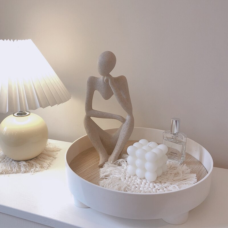 Šiuolaikiniai dekoratyviniai padėklai Namų dekoras Apvalus laikymo padėklas Organizatorius Šiaurės šalių meno padėklas Papuošalų padėklas Žvakidžių stovas Stalas Svetainė